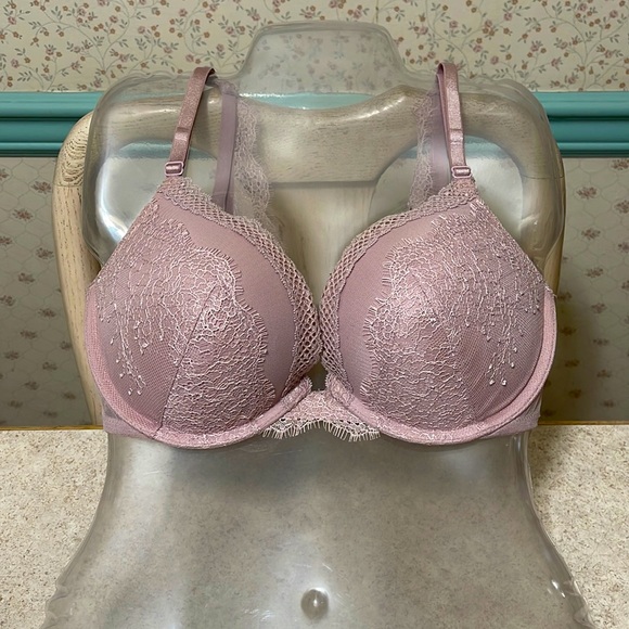 VICTORIA’S SECRET VERY SEXY PUSH UP BRA IN  DUSTY ROSE WITH LACE DETAILS - Picture 1 of 6